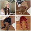 Crochet Flower Knit Cap Beanies Ethnic Style Hat Casual Hollow Pearl Tassels Knitted Hat  Outdoor