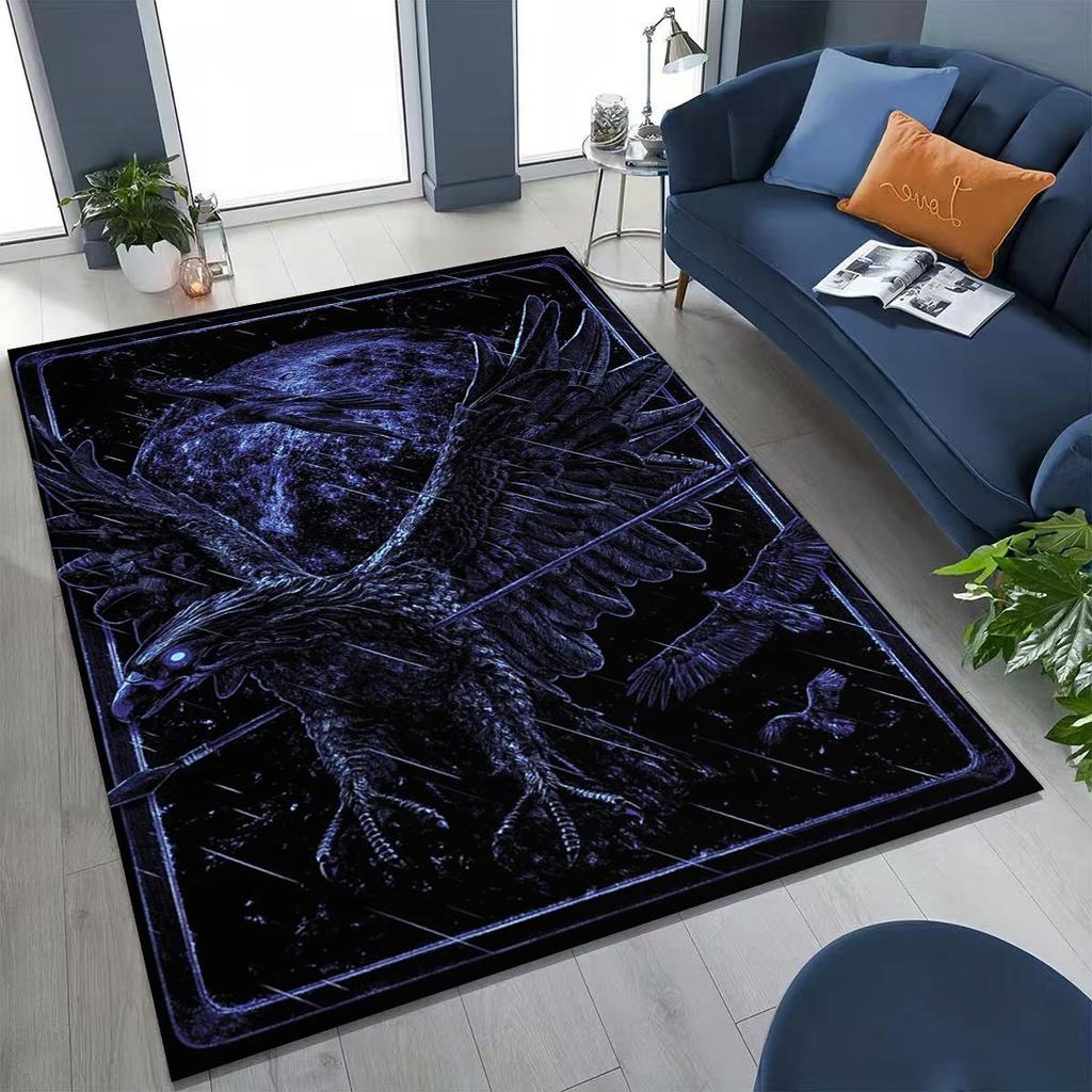 Viking Oding Raven Crow Huginn Muninn Norse Mythology Rug for Bedroom Living Room Sofa Home Doormat Decor,Kid Non-slip Floor Mat