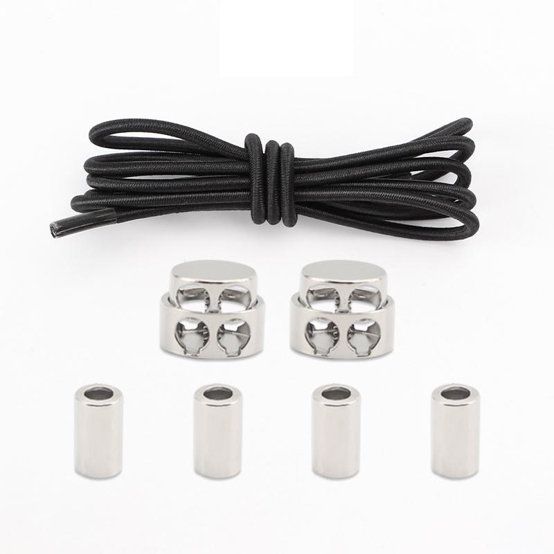 1 Pair Round Elastic Shoe Laces No Tie Shoelaces Tieless Metal Spring Buckle Shoelace for Kids Adults Elderly One Size Fit All