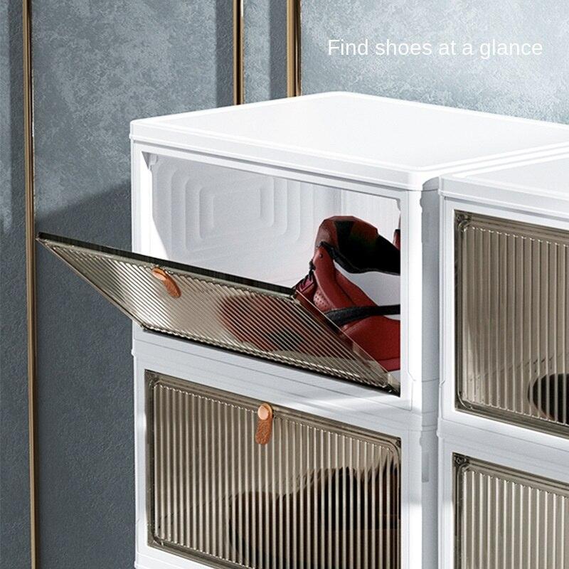 Transparent Shoe Box Folding Shoe Box Storage Box Installation Free Artifact Shoe Rack Dust Proof Dormitory Assembly Plastic Simple Shoe Cabinet