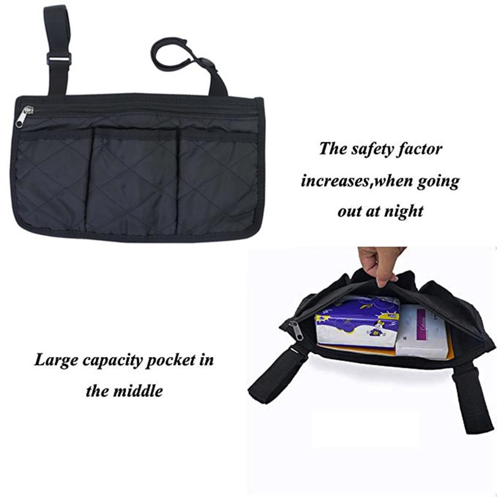 Waterproof Wheelchair Side Pouch Multipocket Wheelchair Hanging Bag Armrest Hanging Handle Holder Wheelchair Accessories