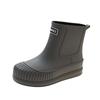 Fashion Solid Rain Boots Women Fleece Platform Rain Boots Non-Slip Boots Women Ankle Rubber Boots Outside Slip-on Water Shoes