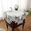 Square Tablecloth White Golden Velvet Bedside Table Cover Dining Table Cloths Embroidery Lace House Towel Chair Cover Dust Cover