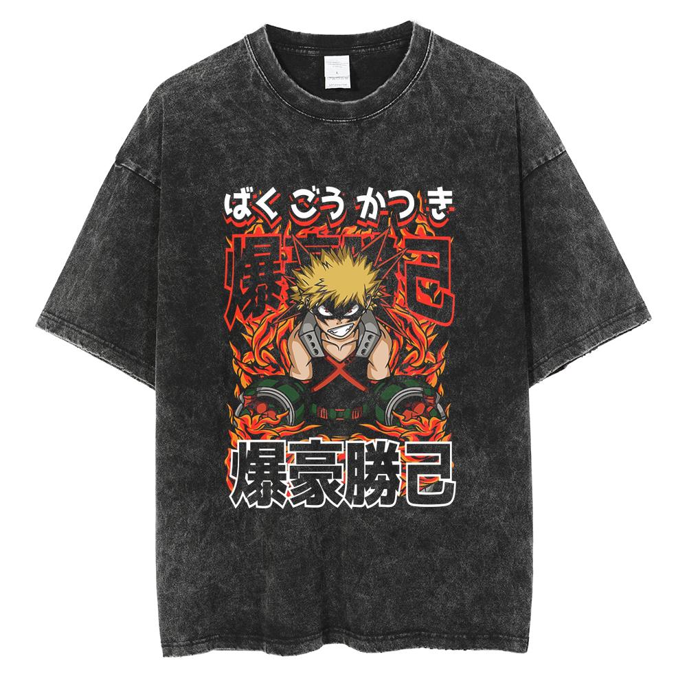 Hot Anime My Hero Academia Midoriya Izuku Deku Graphic Tee Men Manga Washed Cotton Tshirts Casual Tshirt Harajuku Male T Shirt