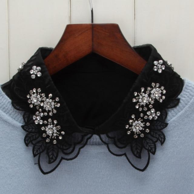 Hollow Lace Chiffon Doll Cotton Fake Collar Blouse Sweater Detachable Shirt Collar False Collar Lapel Women Top Collars Decor