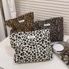 Large Leopard Cosmetic Bag Canvas Makeup Organizer Zipper Travel Beauty Case for Women