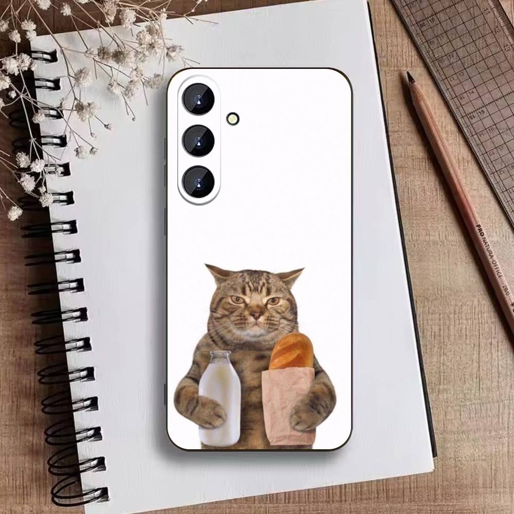 Goofy Cats Big Eyes Phone Case For Samsung Galaxy A73,21,22,32,71,53,52,51,80,5G Soft Black Cover