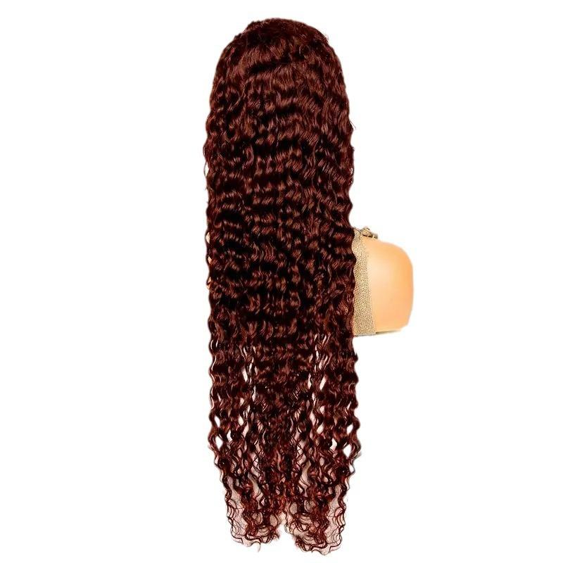 European and American fashion front lace 13 * 4 lace wig, African hot-selling burgundy small curl tube long curly hair