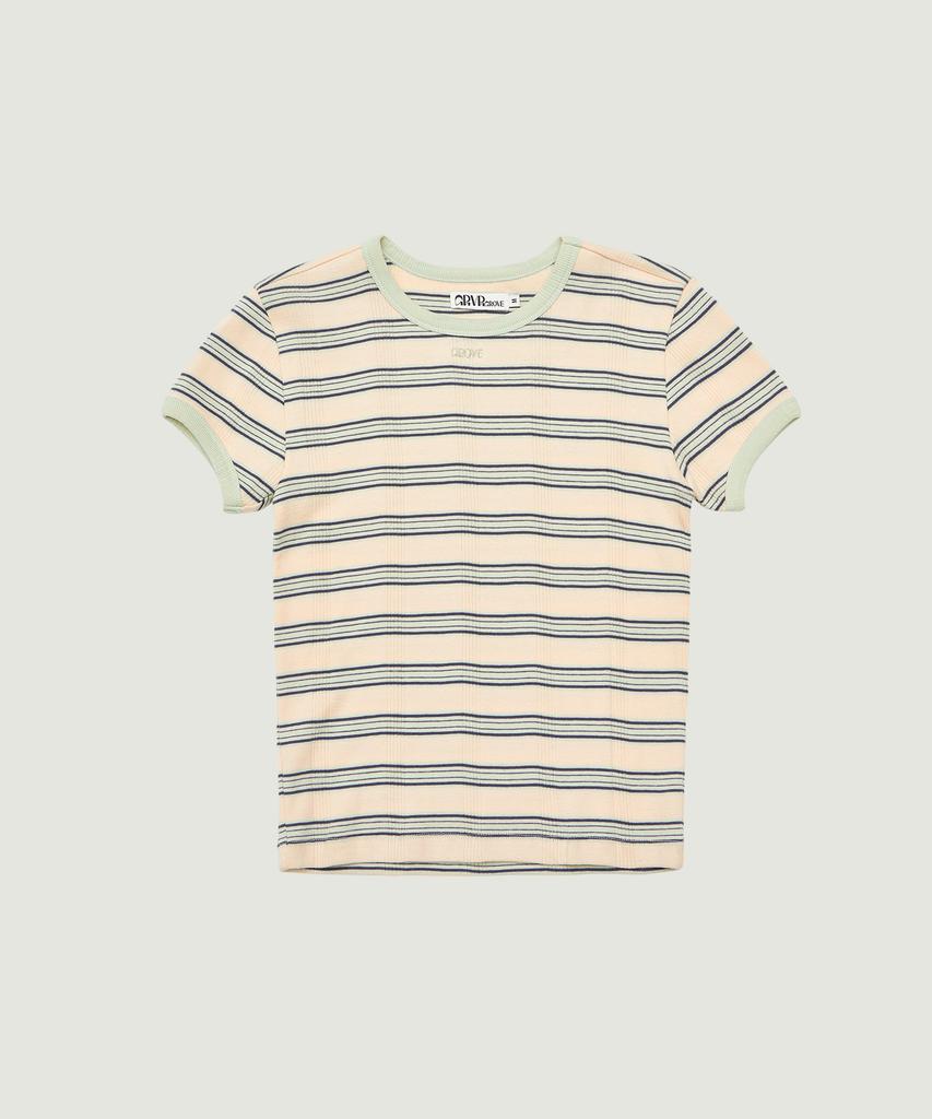 GROVE Nancy Stripe H/S T-Shirt (Peach)