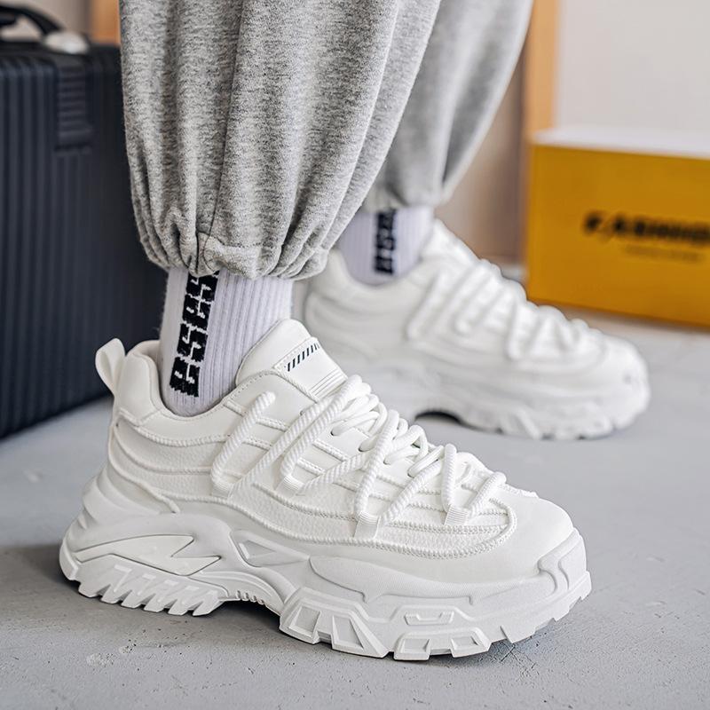 Весна и осень новые мужские туфли модный бренд молодежные спортивные кроссовки повседневные толстые подошвы увеличивающие рост маленькие белые туфли для доски белый папа прилив
