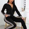 2022 Tracksuits Women Elegant Two-Pieces Suit Sets Female Stylish Plus Size Greek Fret Print Coat & Pant Zip Sets Joggers Y2k