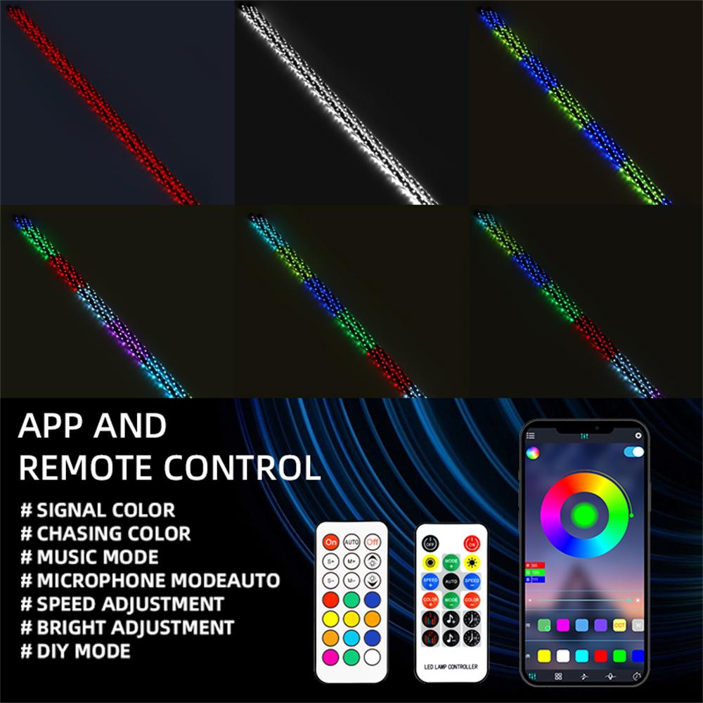 2 шт. 90 см светодиодные антенны для RZR RGB неоновая полоса управление с телефона светодиодные ленты 3 фута флаг спираль светодиодный хлыст светодиодные фонари для UTV ATV