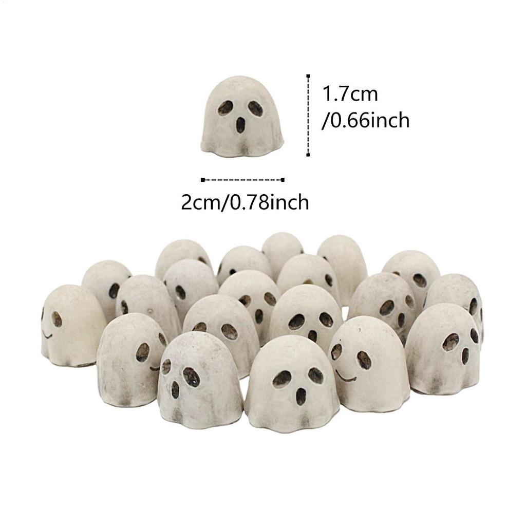 20 Pieces Mini Halloween Ghost Statues Resin Spooky Miniature Landscape With Various Expressions For Vase Filling DIY Potted