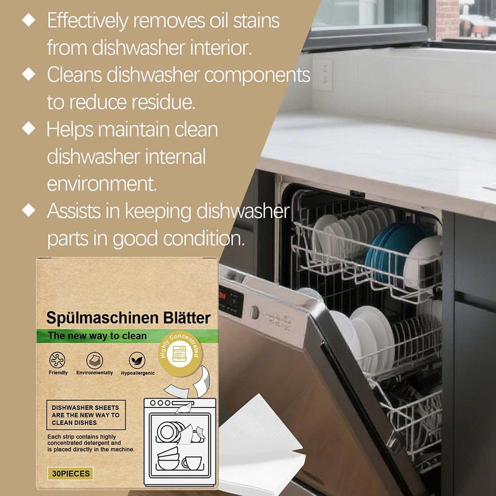 30 шт. Экологичные листы моющего средства для посудомоечной машины Натуральные чистящие полоски Альтернатива гелевым капсулам и таблеткам для всех машин