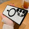 For Samsung Galaxy S25 Ultra Luxury Magsafe Magnetic Matte Frame Transparent Phone Case For Samsung S22 S23 S24FE S25 Plus Cover