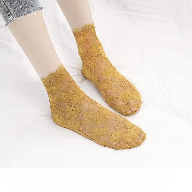 Высококачественные модные хлопковые женские кружевные носки, прозрачные летние цветочные женские тонкие короткие носки для женщин