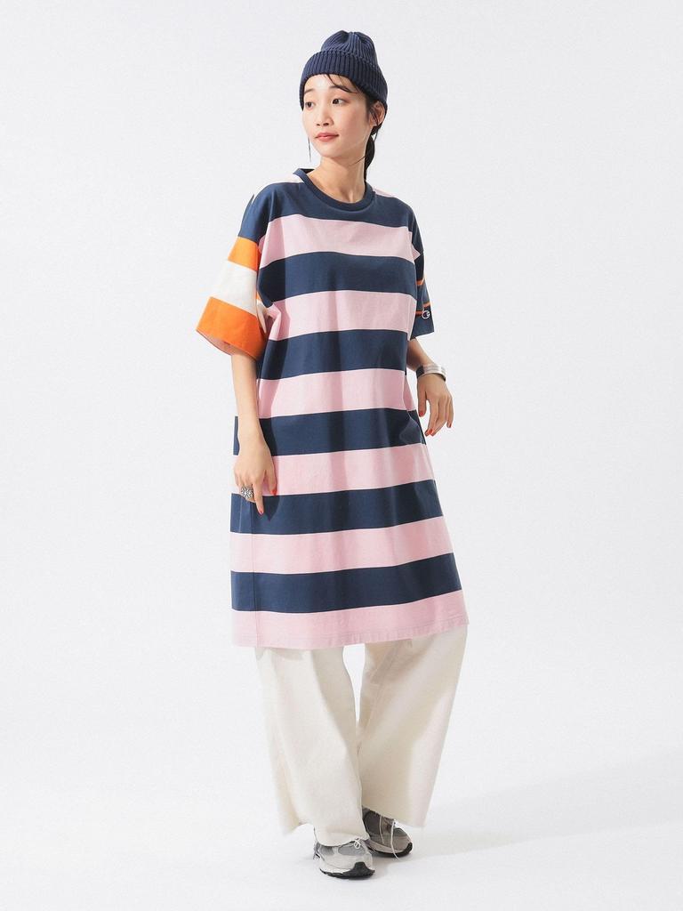 Платье Beams Boy [Специальный заказ] Платье Champion Border Crazy, женское, розовое, размер S