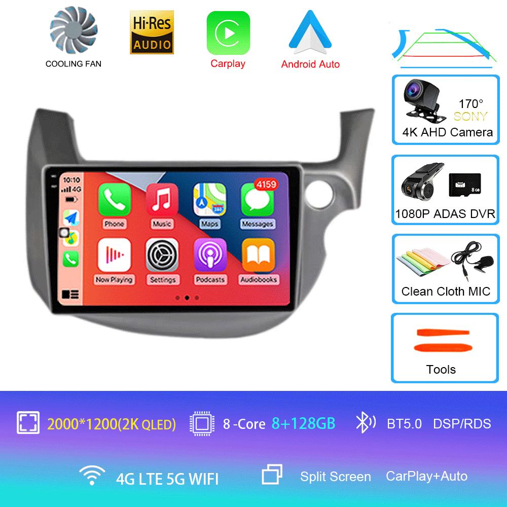 Автомобильное радио Android 14 Carplay для HONDA FIT JAZZ 2007 - 2013 Навигация Мультимедийный проигрыватель Стерео 5gWiFi+4G BT DVD Головное устройство авто