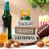 4Pcs Football Table Decorations Football Tiered Tray Decor Sport Game Centerpiece Sign Decorative Rugby Stack Block Gift for Fans Club Tailgate