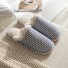 Осенние и зимние тапочки из чистого хлопка с полосатым дизайном для дома, нескользящая обувь с мягкой подошвой, теплые простые плюшевые хлопковые туфли