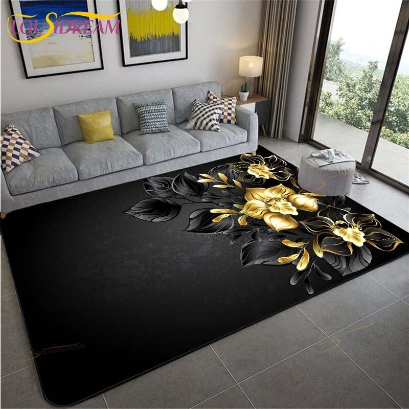 Золотые/красные розы, цветы, 3D-печать, ковры, свадебный декор, большие коврики, ковер на День святого Валентина, домашний большой ковер, подарок для комнаты девушки, напольный коврик