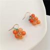 Серьги Мандарины Сладкий Апельсин с крючками S925 - Милые, Простые, Украшения в Свежем Стиле