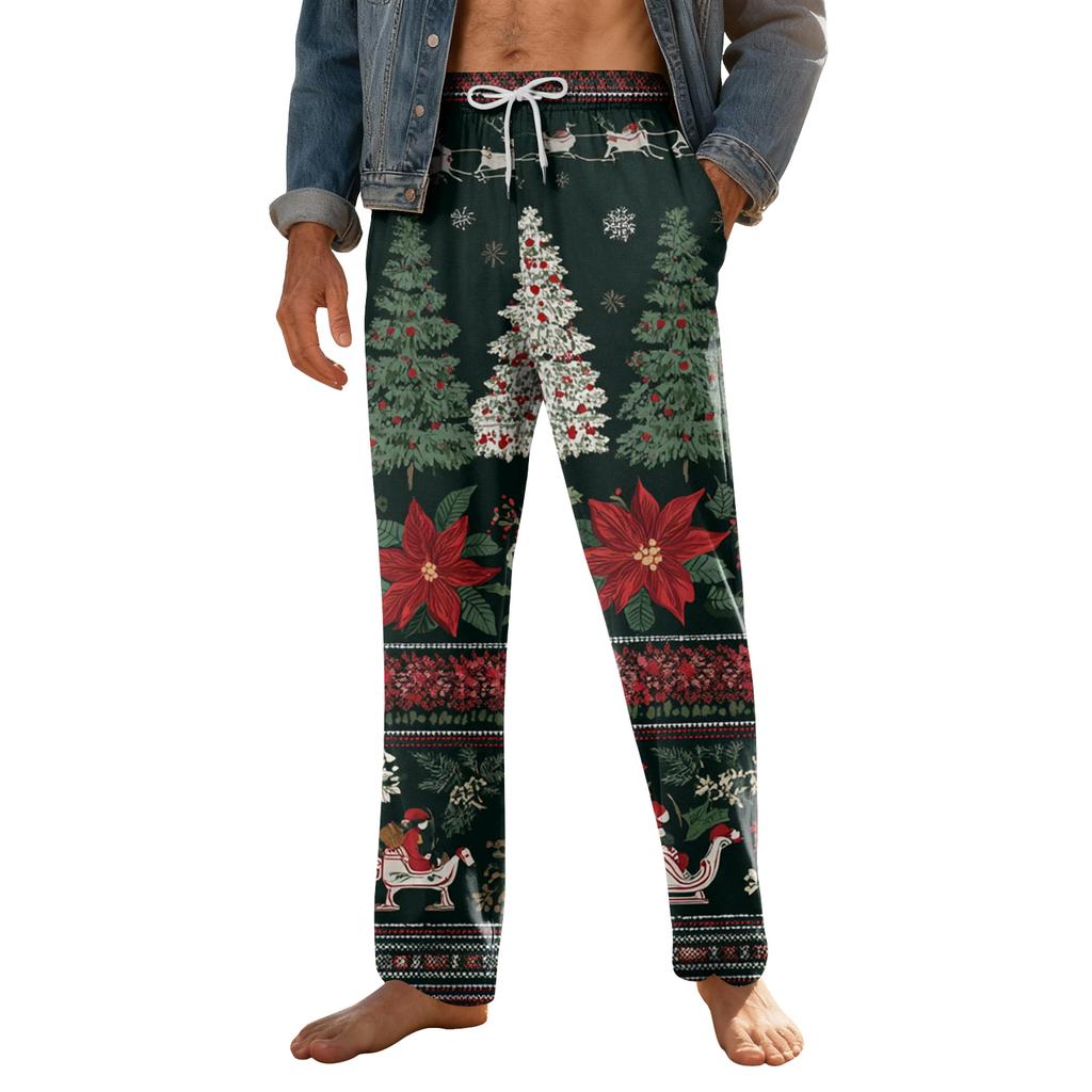 Мужские домашние мягкие пижамные штаны со шнурком и карманами, повседневные спортивные штаны