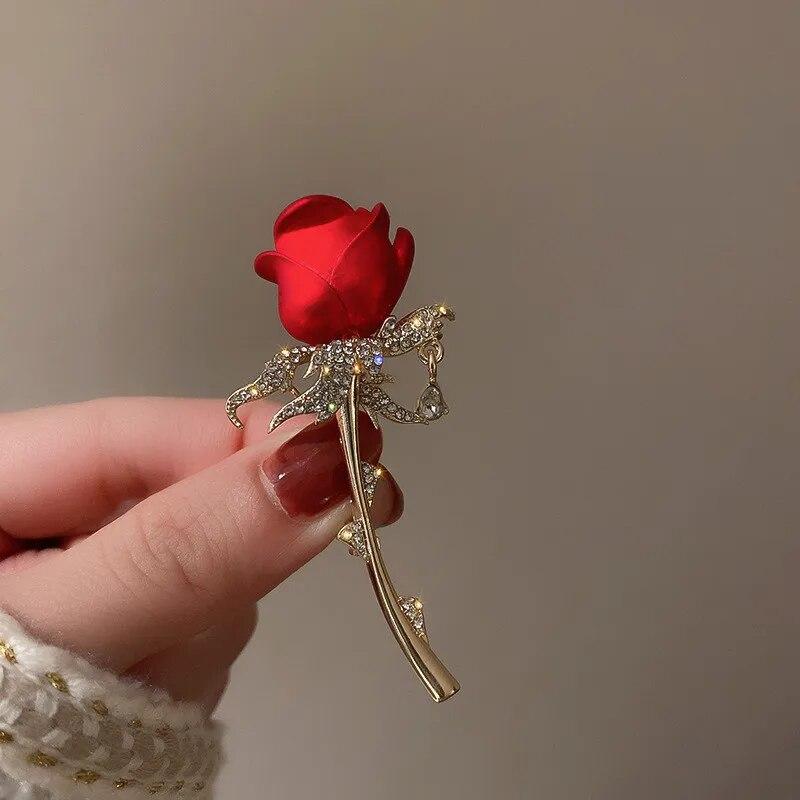 Fashion Newest Rose Brooch For Women Charm Flower Brooches Pin Bride Engagement Wedding Party Jewelry Gifts Wholesale