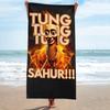 Итальянский Забавный Мем Tungtungtung Sahur Дизайн Узор Полотенце для плавания Летний Пляж Кемпинг Бассейн Дорожные принадлежности