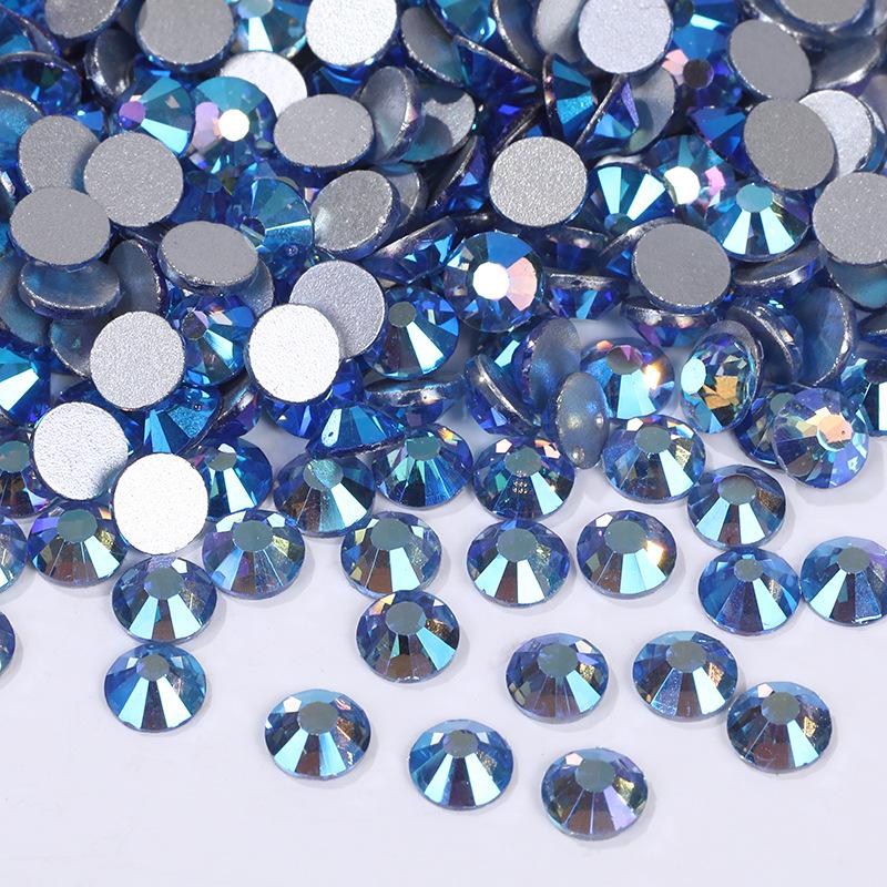 Цветной АБ Хрусталь Плоское Дно Сверло Круглое Сверло для Ногтей Сделай Сам Красочные Украшения для Ногтей