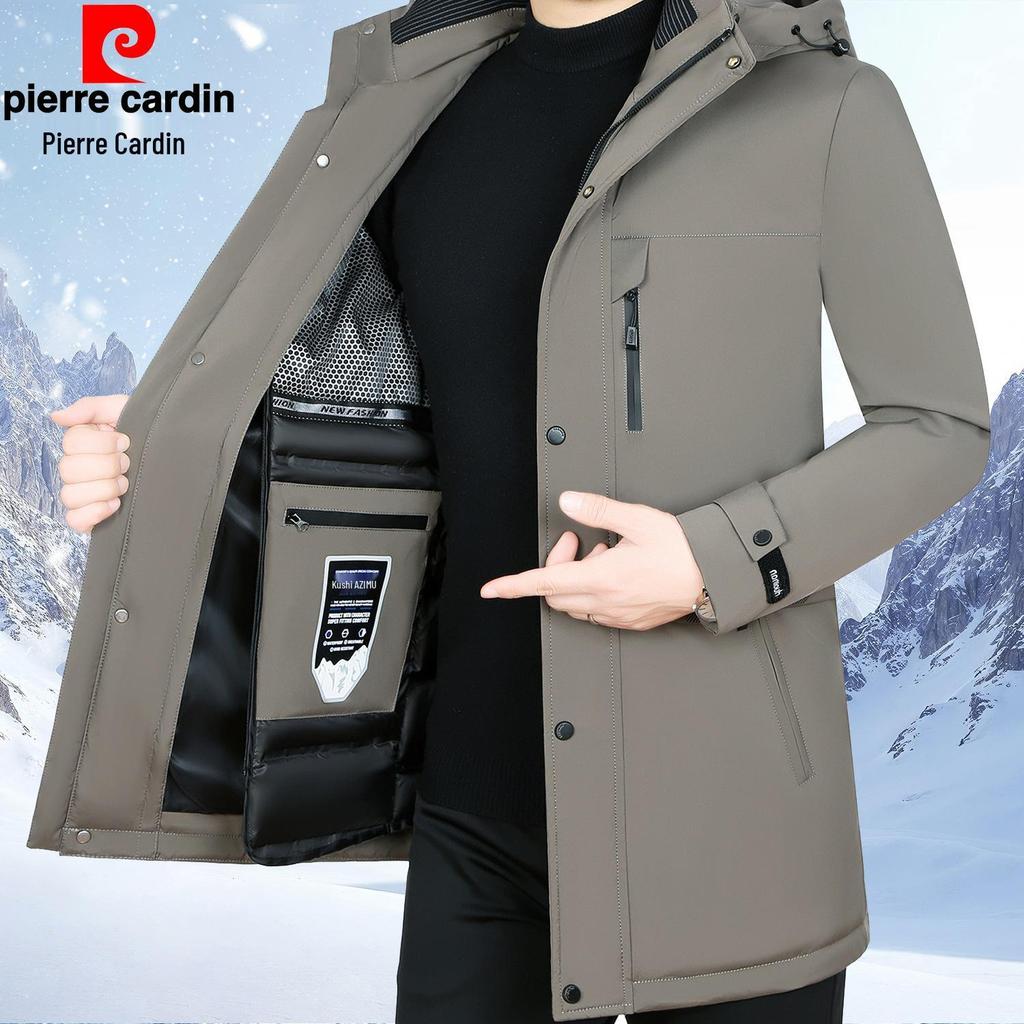 Мужская зимняя куртка Pierre Cardin 2025 с отстегивающейся подкладкой, на гусином пуху - Толстая, теплая, средней длины