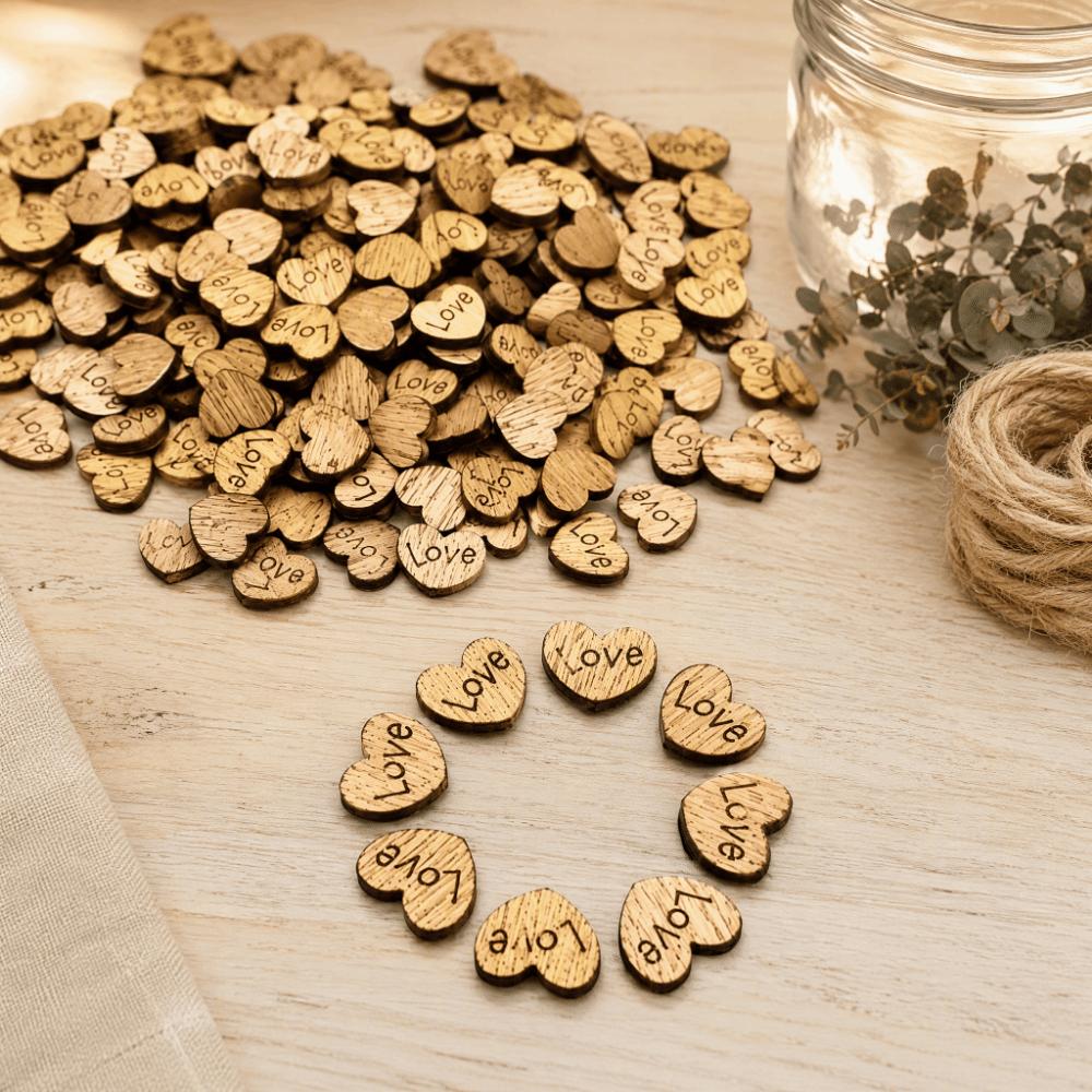 1000pcs 1000 Pieces Wooden Heart Ornament DIY Craft Wooden Heart Decoration For Wedding