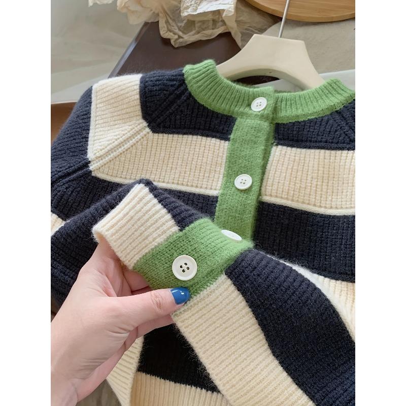 Детский Кардиган Весна Осень В Полоску Стильный Модный Детский Color-Blocking Осенний Стиль