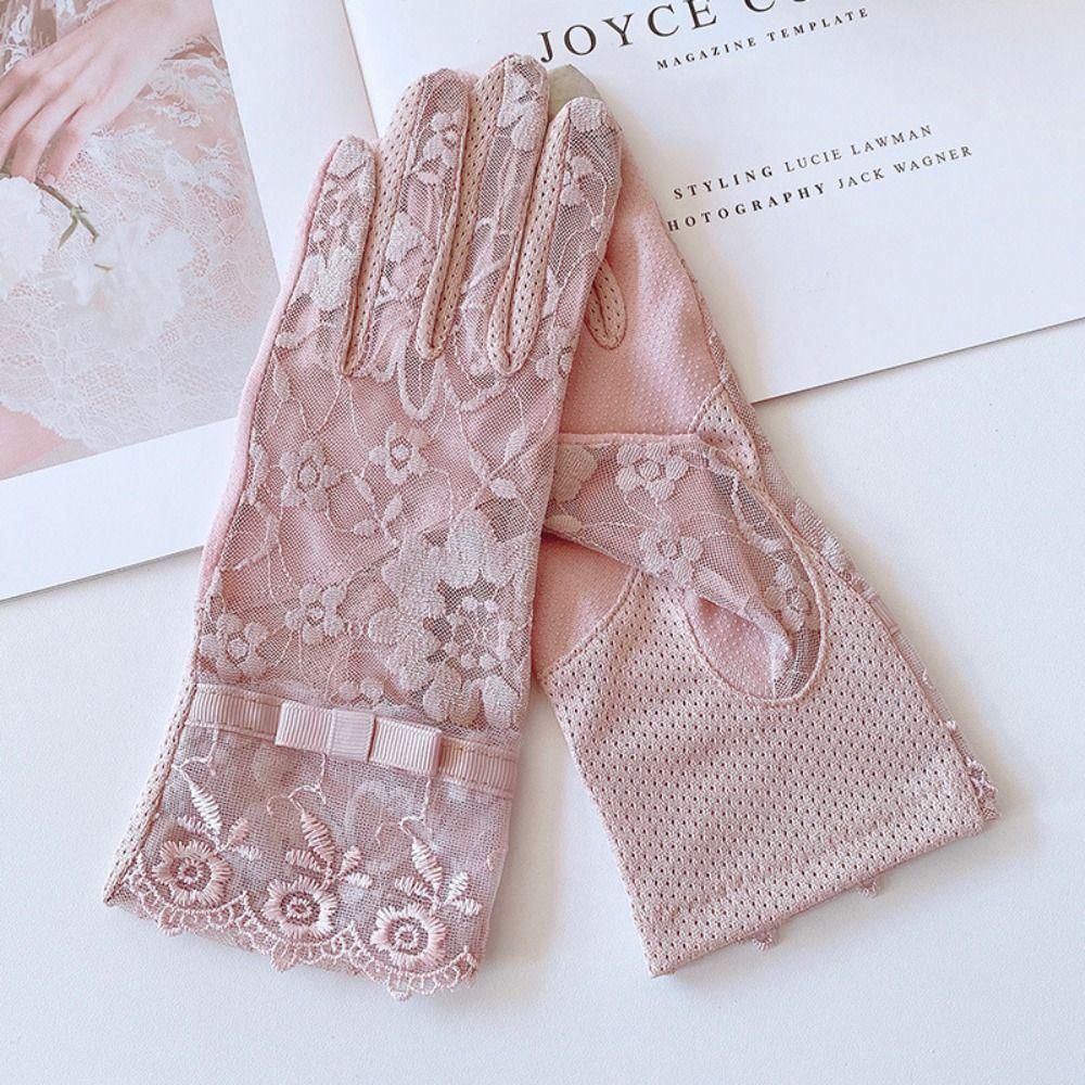 Breathable Lace Summer Sun Protection Gloves Sunscreen Gloves Anti Ultraviolet Ice Silk