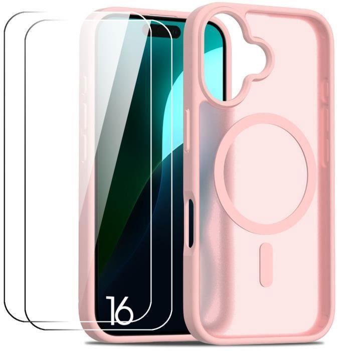 Protective Case - BOOLING - for iPhone 16 - Pink - Translucent - Wireless Charging