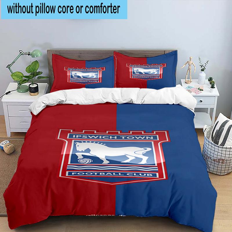 3PCS FC Ipswich Crest Bedding Set,Including 1pc Duvet Cover And 2pcs Pillowcases Perfect for Bedroom, Dormitory, Fan Christmas gift