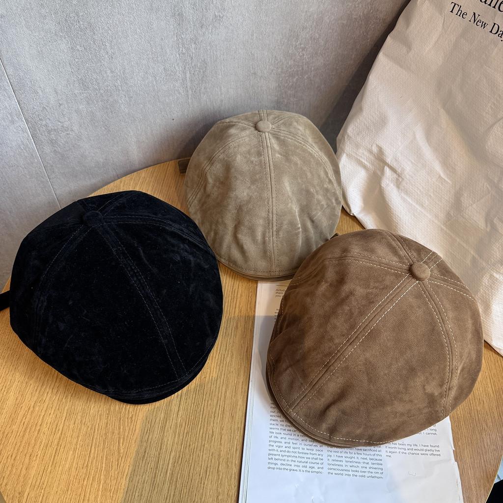 Color Solid Classic Retro Newsboy Cap Suede Material Fall Women Winter
