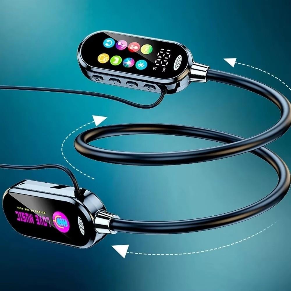 LED Display Neckband Headsets Color Screen Noise Reduction Earbuds Neck-hanging