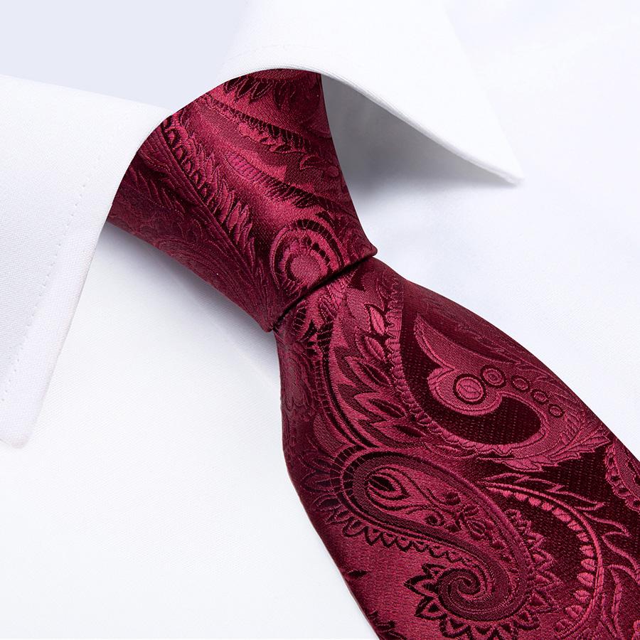 Classic 8.5cm Necktie Set for Men Paisley Tie Fashion Flower Lapel Pin Silk Tie Hanky Cufflink Business Party