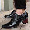 Men Black High Heels Dress Oxford Laces Formal Leather Comfortable Business Shoes Tuxedo Wedding Blazers Saddle Dance Shoess