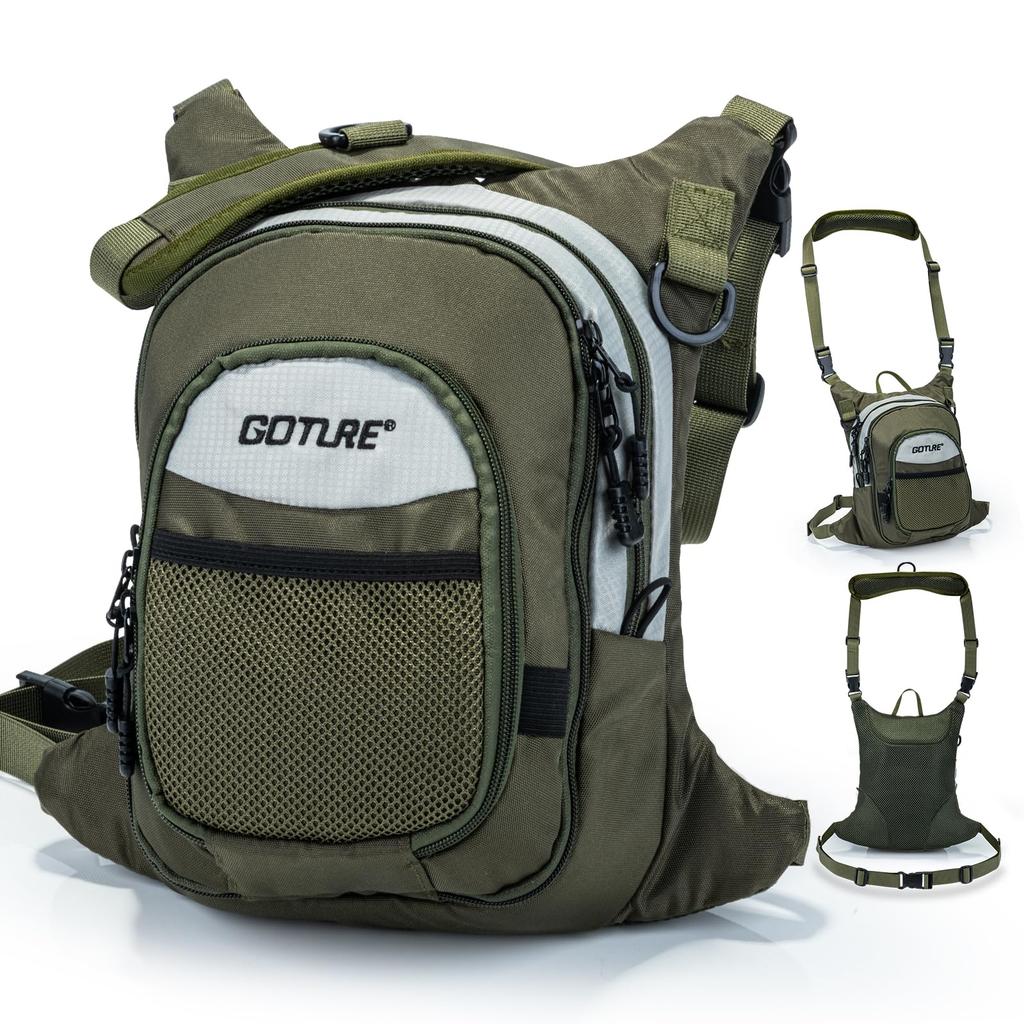 Goture Fly Fishing Chest Pack, Lightweight Chest Pack Tackle Storage Bag, Fly Fishing Bag with Adjustable Padded Waist Strap