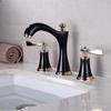 BAKALA Black Basin Faucet Deck Bathroom Faucet Installation White Hole 3 Double Handle Copper Chrome Hot and Cold Water Tap