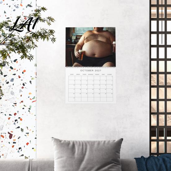 Office Gag Present for Colleagues 2027 Beer Bellies Wall Calendar Funny Men Photo Monthly Planner with Coil Humorous Gift Binding Home Bar