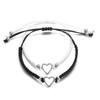 2pcs Heart Shaped Couple Bracelets Love Heart White Black Rope Couple Bracelet Heart Shaped  Adjustable  Couple Friendship Bracelets