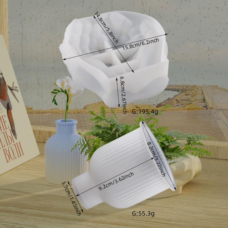 2 Pieces Flexible Planter Vase Moulds Cements Mould Silicone Material for DIY Hand-Making Succulent Plant Flowerpot