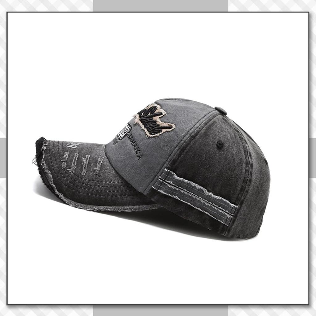 Хромированный журавль CB207 Деним с потертостями для мужчин и женщин (красный) Отделка шляпы/кепки, Регулируемая, Стильная, Повседневная, Весна/Лето,