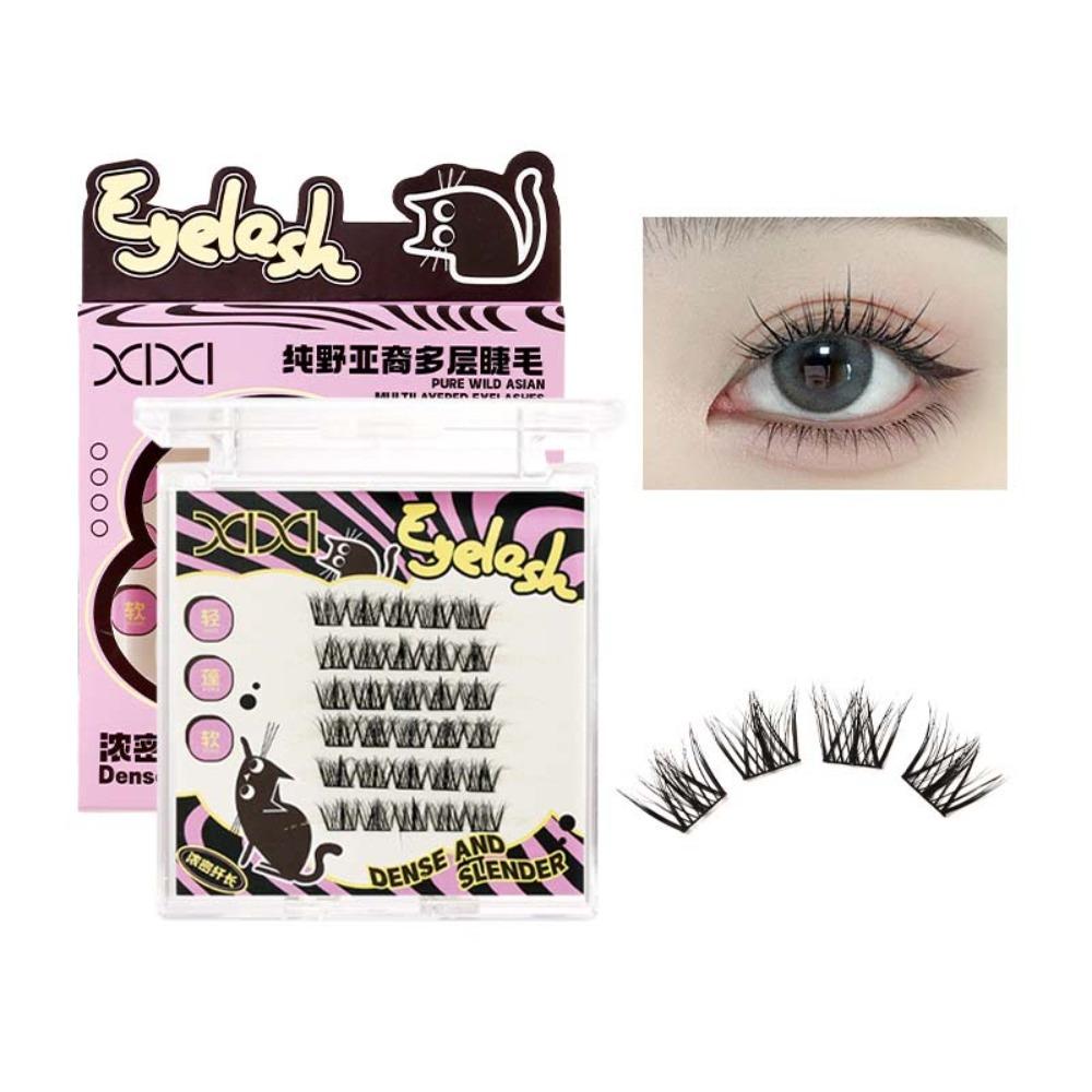 DIY Креативные Накладные Ресницы Кошачий Глаз Наращивание Ресниц Индивидуальные Кустовые Ресницы Женщины