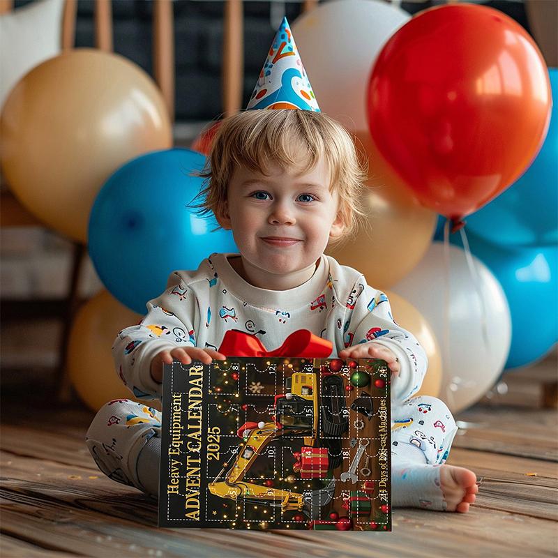 Календарь ожидания тяжелой техники 2025, 24 дня до Рождества, 24 литые машины, украшения в виде мини-экскаваторов