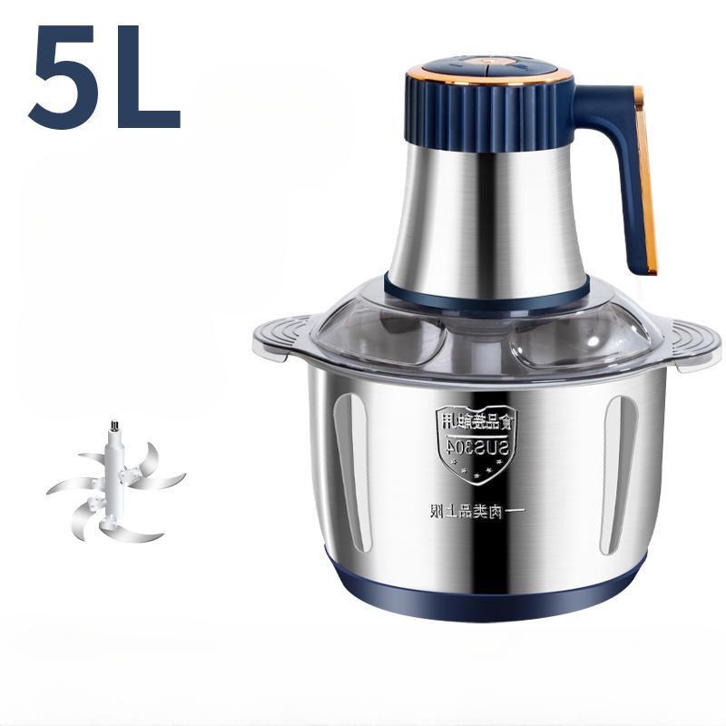 5L Capacity Meat Grinder 5 Speeds Stainless Steel Electric Meat Chopper 500W High Power Multifunctional Household Food Processor for Kitchen