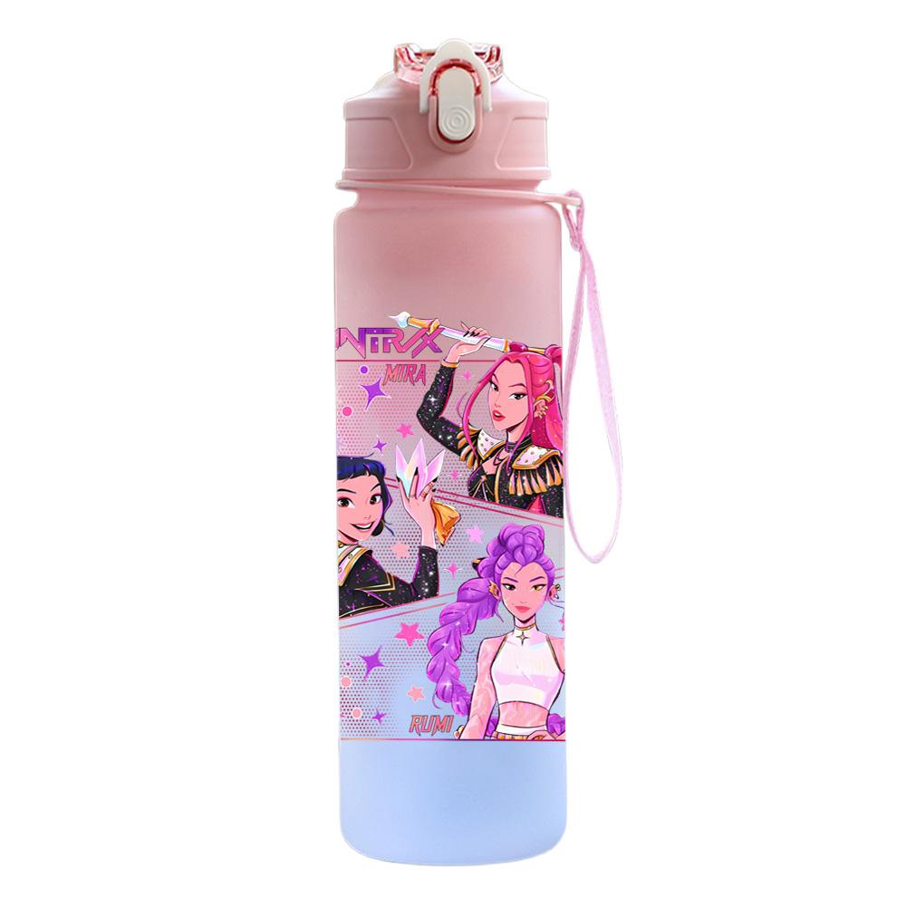 750Ml Water Bottle Demon Hunters Printed Large Capacity Drinking Cup Portable Outdoor Sports Water Cup Children Kid Gift